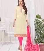 Cream printed cotton salwar