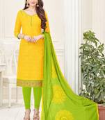 Yellow printed cotton salwar
