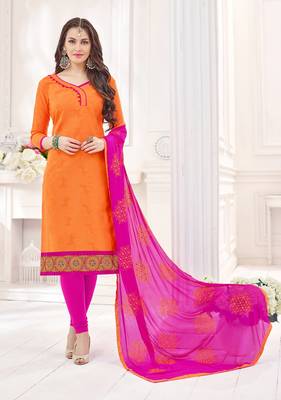 Orange printed cotton salwar 1