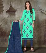 Sea-green printed chanderi salwar