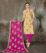 Beige printed chanderi salwar