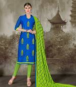 Blue printed chanderi salwar