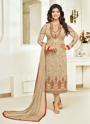 Beige printed georgette salwar 1