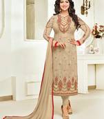 Beige printed georgette salwar