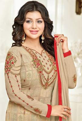 Beige printed georgette salwar 2