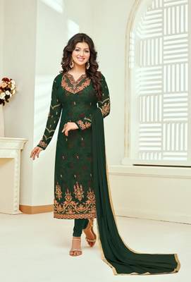 Green printed georgette salwar 1