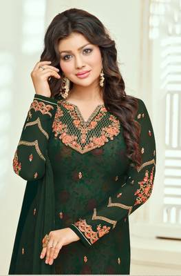 Green printed georgette salwar 2