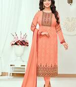 Orange printed georgette salwar
