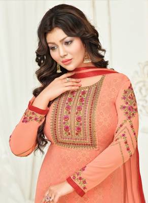 Orange printed georgette salwar 2