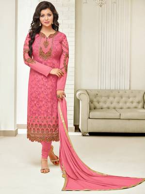 Pink printed georgette salwar 1