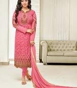 Pink printed georgette salwar