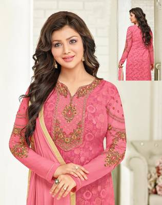 Pink printed georgette salwar 2