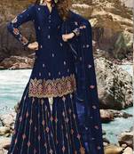 Blue embroidered faux georgette salwar