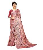Peach printed linen saree with blouse