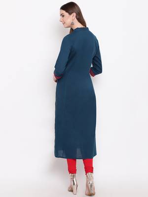 Navy-blue embroidered cotton embroidered-kurtis 4