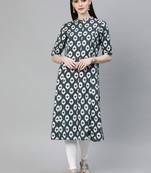 Grey printed cotton ethnic-kurtis