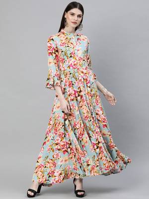 Multicolor printed rayon long-kurtis 1