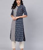 Blue printed cotton ethnic-kurtis