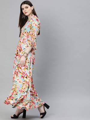 Multicolor printed rayon long-kurtis 2
