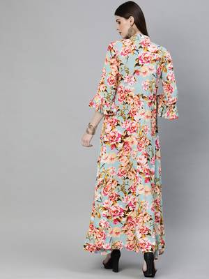 Multicolor printed rayon long-kurtis 3