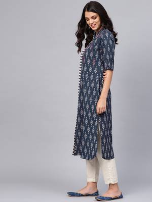 Blue printed cotton ethnic-kurtis 2