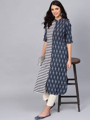 Blue printed cotton ethnic-kurtis 3