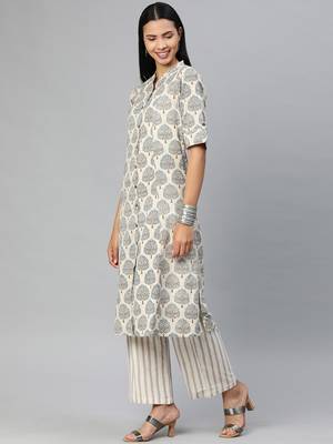 Cream printed cotton ethnic-kurtis 2