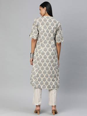 Cream printed cotton ethnic-kurtis 3