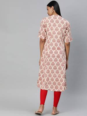 Cream printed cotton ethnic-kurtis 3