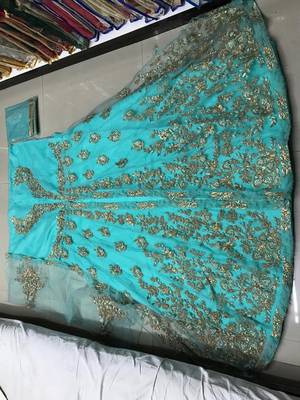 Sky-blue embroidered santoon salwar 2