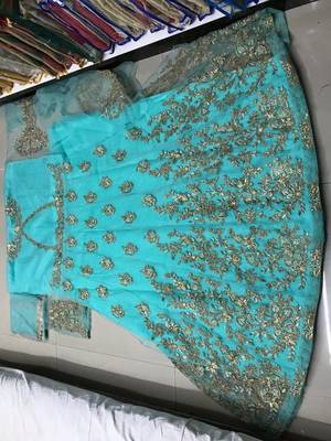 Sky-blue embroidered santoon salwar 3