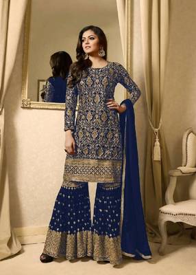 Blue embroidered santoon salwar 1