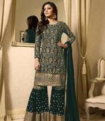 Green embroidered santoon salwar