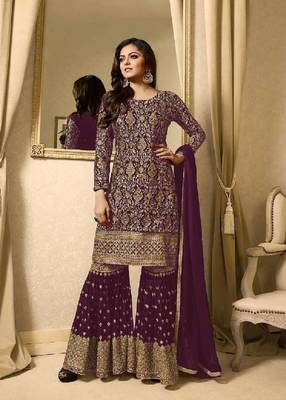 Purple embroidered santoon salwar 1