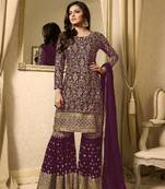 Purple embroidered santoon salwar