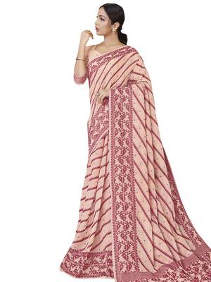 Pink woven art silk saree with blouse 1