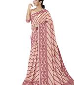 Pink woven art silk saree with blouse