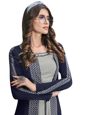 Navy blue embroidered crepe salwar 2