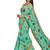 Green printed cotton poly saree with blouse