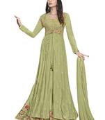 Green embroidered art silk salwar