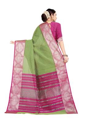 Green woven kanchipuram silk saree with blouse 3