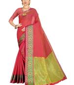 Red woven kanchipuram silk saree with blouse