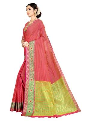 Red woven kanchipuram silk saree with blouse 2