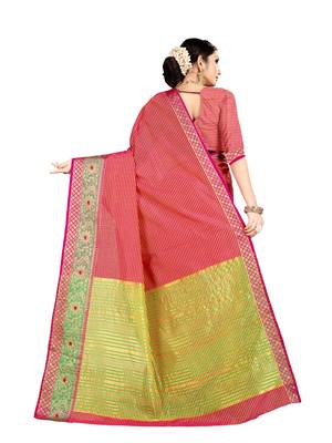 Red woven kanchipuram silk saree with blouse 3