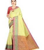 Green woven kanchipuram silk saree with blouse
