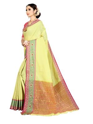 Green woven kanchipuram silk saree with blouse 2