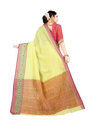Green woven kanchipuram silk saree with blouse 3