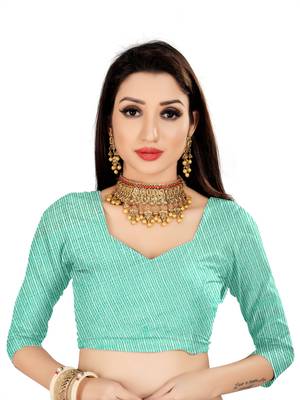 Turquoise woven kanchipuram silk saree with blouse 4
