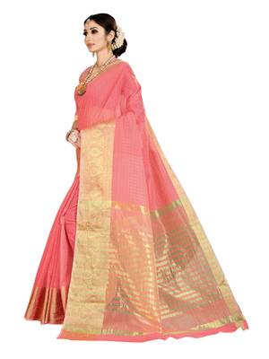 Pink woven kanchipuram silk saree with blouse 2