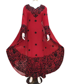red georgette moroccan islamic dubai kaftan farasha aari and stone work dress